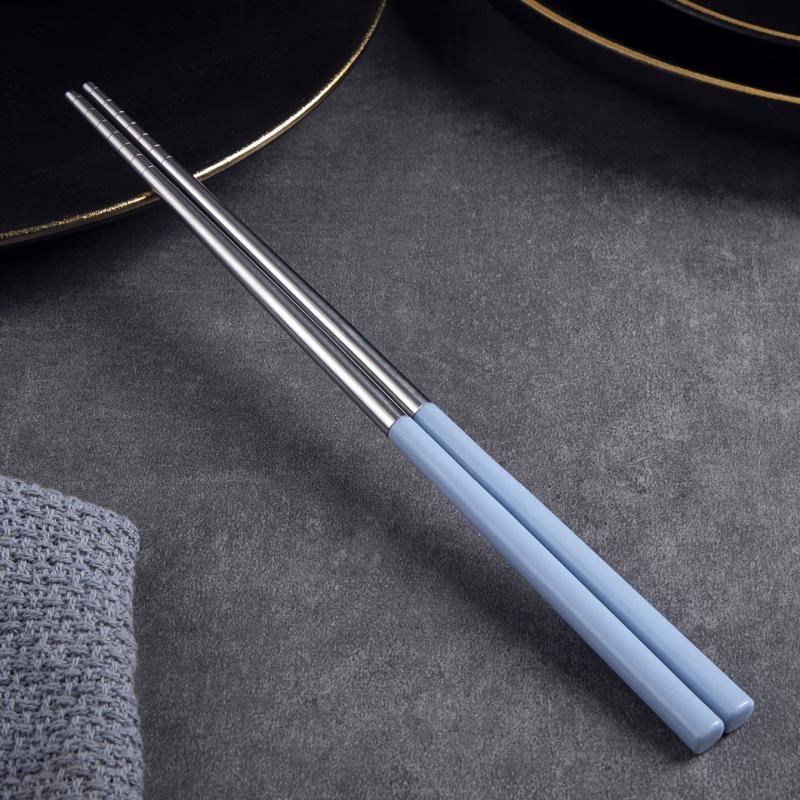 4 Pairs Stainless Steel Chopsticks Non-slip Dishwasher Safe Gift