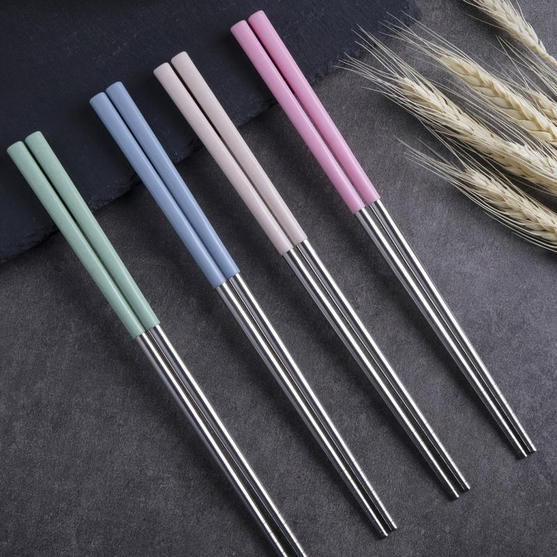 4 Pairs Stainless Steel Chopsticks Non-slip Dishwasher Safe Gift