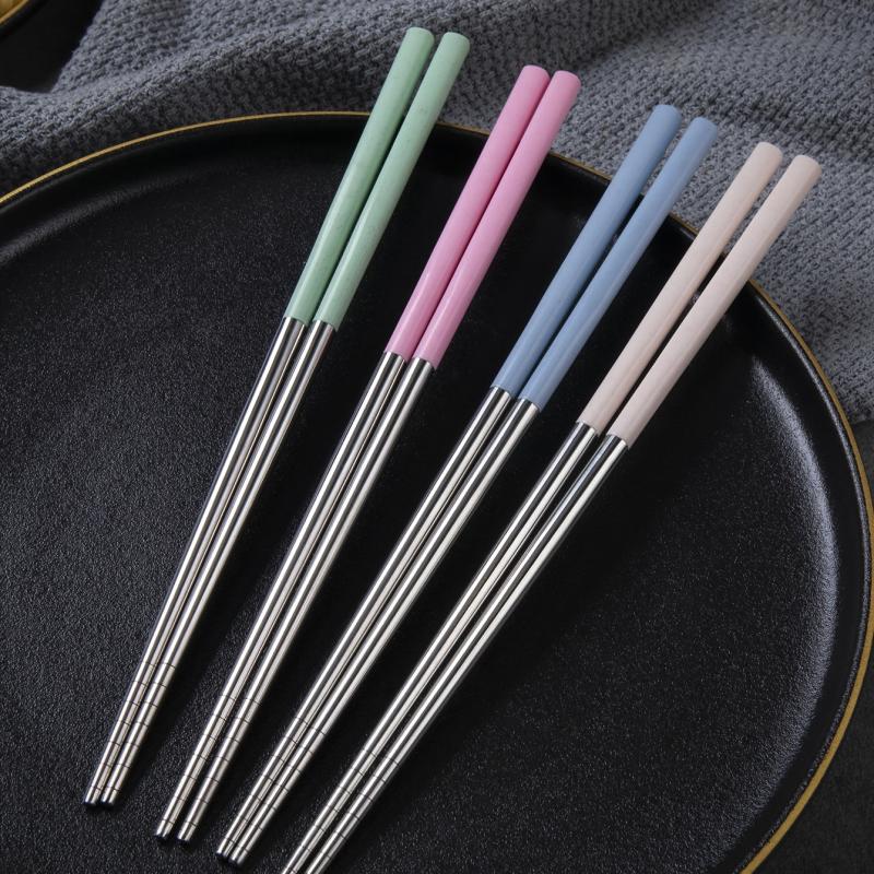 4 Pairs Stainless Steel Chopsticks Non-slip Dishwasher Safe Gift