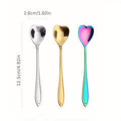 4pcs Heart Shaped Coffee & Dessert Spoon Set Tea Coffee Desserts