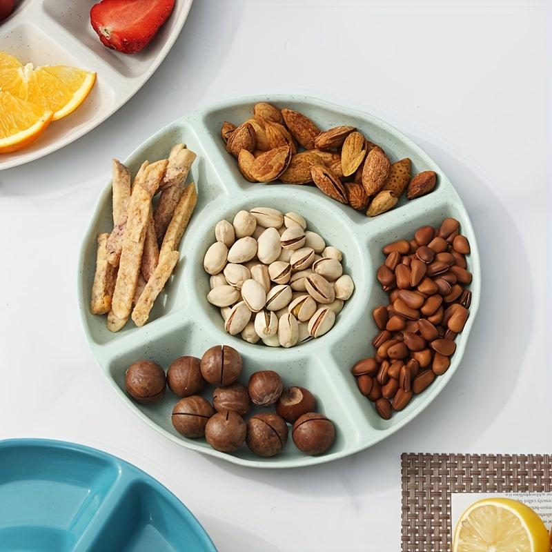 5 Compartment Candy Server Fruit Plate Nut Plate Snack Plate Divided Candy Plate