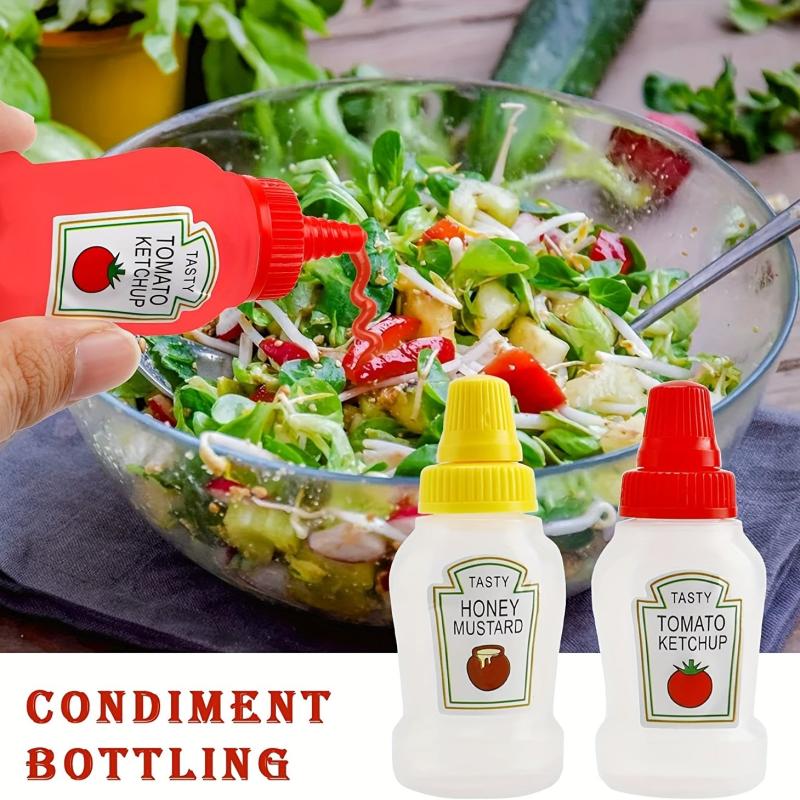 8pcs Mini Ketchup Bottles - Portable Condiment Squeeze Bottles