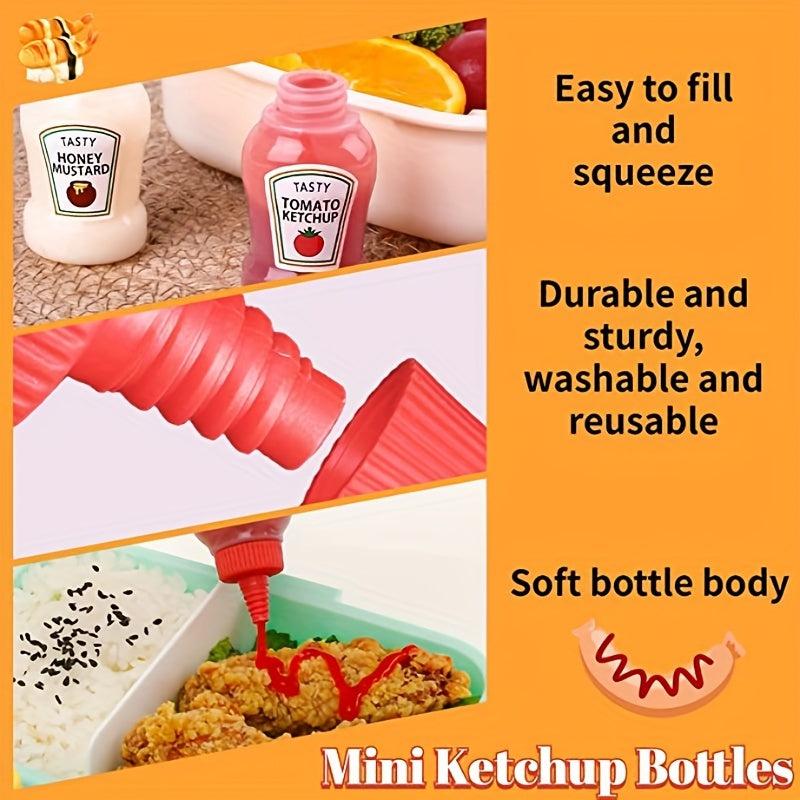 8pcs Mini Ketchup Bottles - Portable Condiment Squeeze Bottles