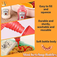 8pcs Mini Ketchup Bottles - Portable Condiment Squeeze Bottles