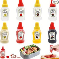 8pcs Mini Ketchup Bottles - Portable Condiment Squeeze Bottles