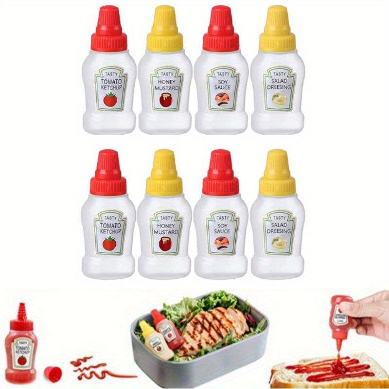 8pcs Mini Ketchup Bottles - Portable Condiment Squeeze Bottles