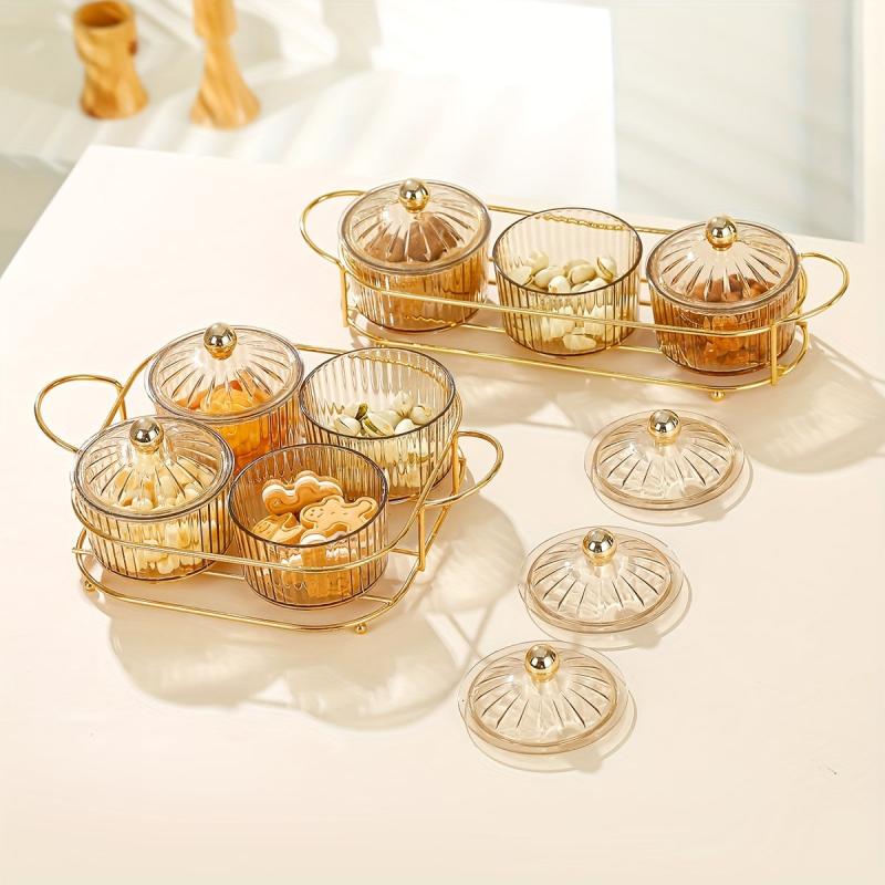 Metal Candy Servers Set Snack Serving Tray with Dessert Bowls
