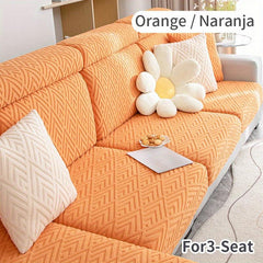 Polar Fleece Elastic Sofa Slipcover Jacquard Triangle Pattern