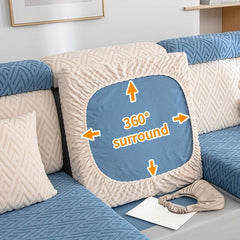 Polar Fleece Elastic Sofa Slipcover Jacquard Triangle Pattern