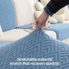 Polar Fleece Elastic Sofa Slipcover Jacquard Triangle Pattern