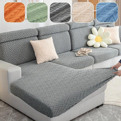 Polar Fleece Elastic Sofa Slipcover Jacquard Triangle Pattern