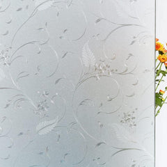 Privacy Window Film Etched Flowers Static Cling Glass Door Film
