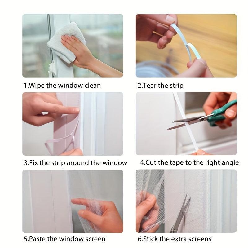 Self Adhesive Window Screen Netting Mesh DIY Curtain With Sticky Tape