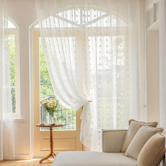 French Pastoral Gauze Curtain Rod Pocket for Living Room Bedroom