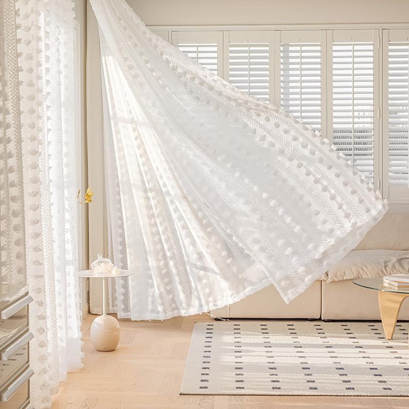 French Pastoral Gauze Curtain Rod Pocket for Living Room Bedroom