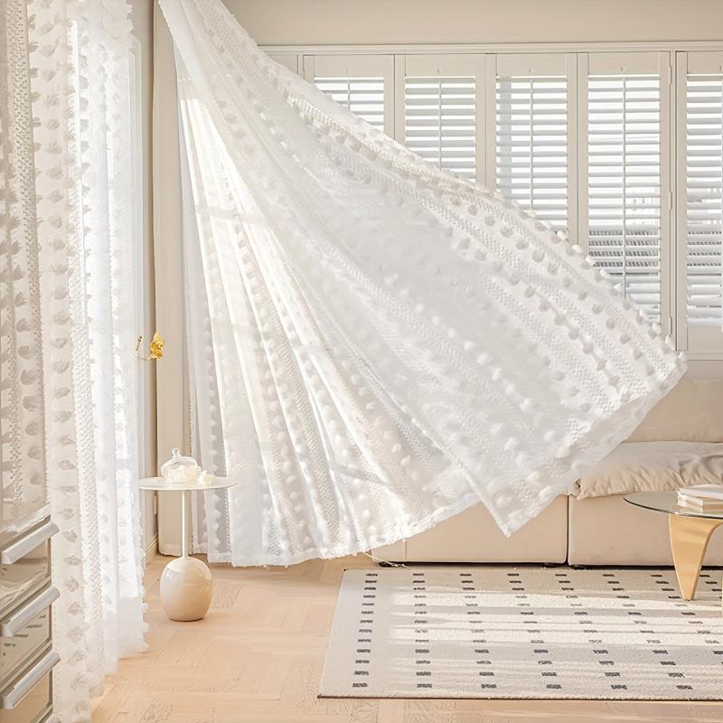French Pastoral Gauze Curtain Rod Pocket for Living Room Bedroom