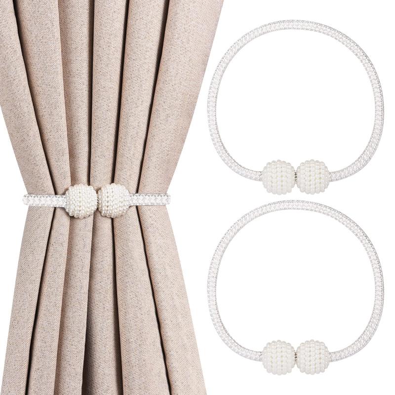 2pcs Pearl Magnetic Tiebacks for Window Drapes