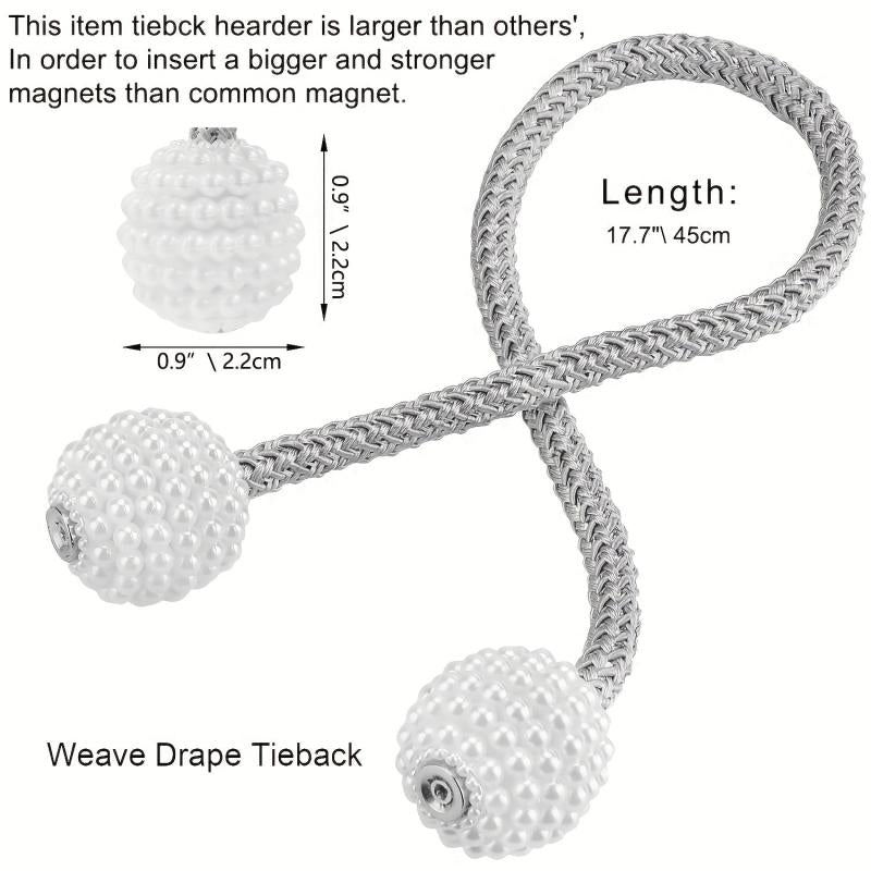 2pcs Pearl Magnetic Tiebacks for Window Drapes