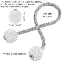 2pcs Pearl Magnetic Tiebacks for Window Drapes