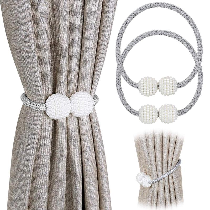 2pcs Pearl Magnetic Tiebacks for Window Drapes