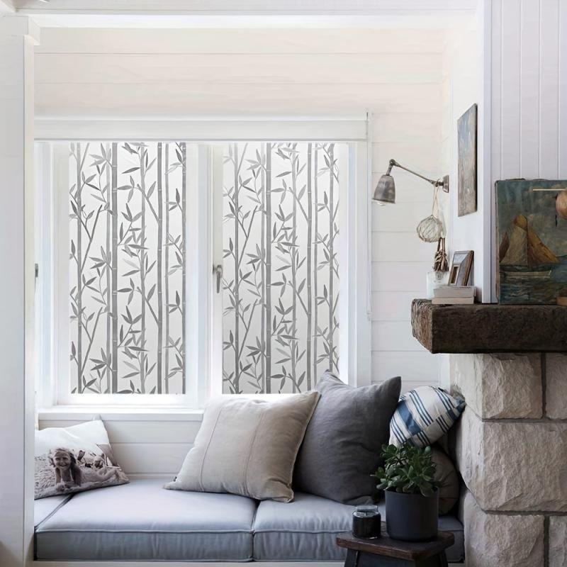 Bamboo Glass Window Stickers Frosted Privacy Film
