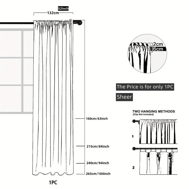 Translucent Light Filtering Rod Pocket Curtains for Living Room and Bedroom