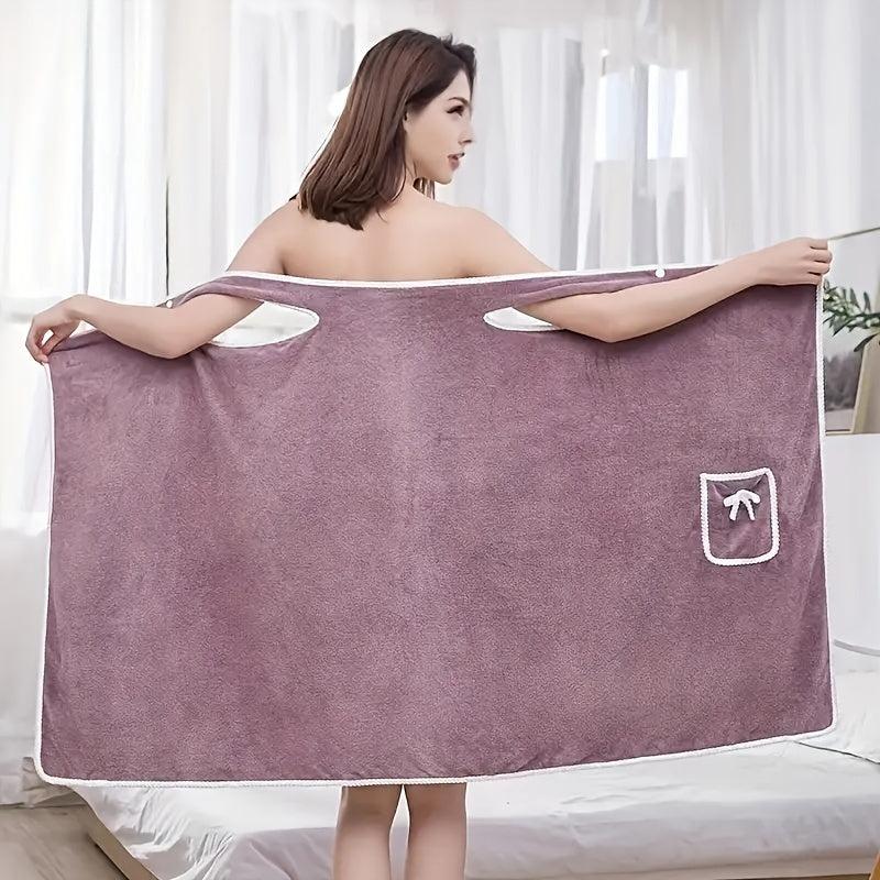 Soft Coral Velvet Bath Skirt with Bow - Bathroom Gift for Women