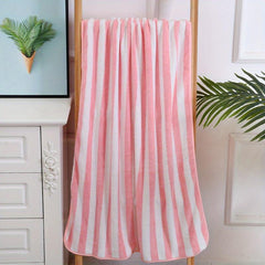 2pcs Soft Striped Bath Towel Quick Dry Absorbent Towel for Swimming Home Gym