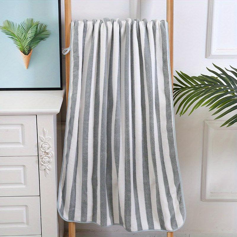 2pcs Soft Striped Bath Towel Quick Dry Absorbent Towel for Swimming Home Gym