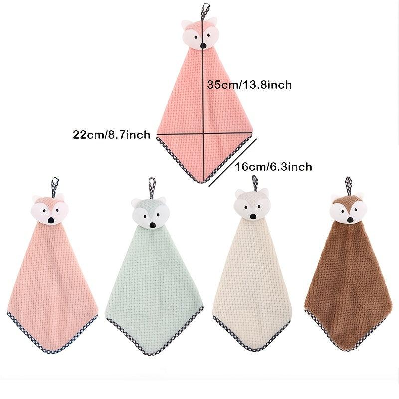 Bear Hand Towel Soft and Absorbent Coral Fleece for Bathroom and Kitchen