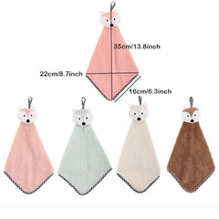 Bear Hand Towel Soft and Absorbent Coral Fleece for Bathroom and Kitchen