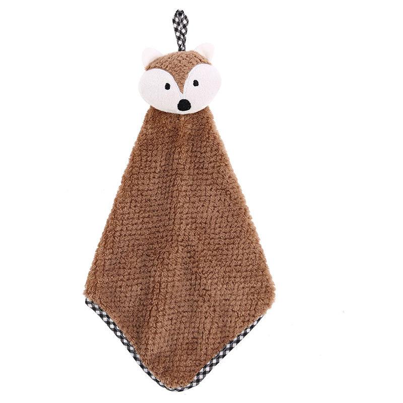 Bear Hand Towel Soft and Absorbent Coral Fleece for Bathroom and Kitchen