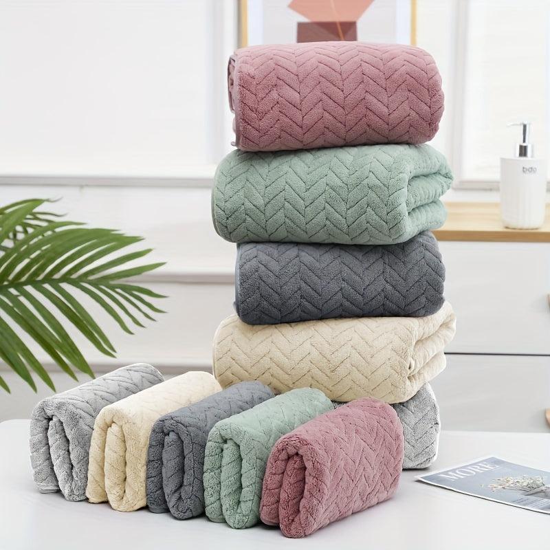 Soft Coral Fleece Towel Set for Bathroom and Home - 2pcs