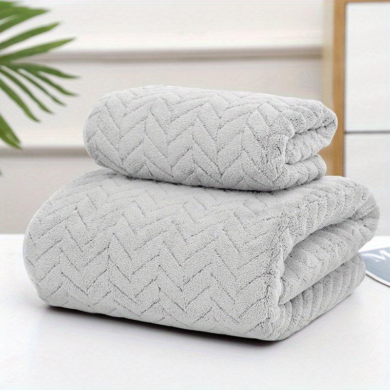 Soft Coral Fleece Towel Set for Bathroom and Home - 2pcs