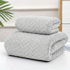 Soft Coral Fleece Towel Set for Bathroom and Home - 2pcs