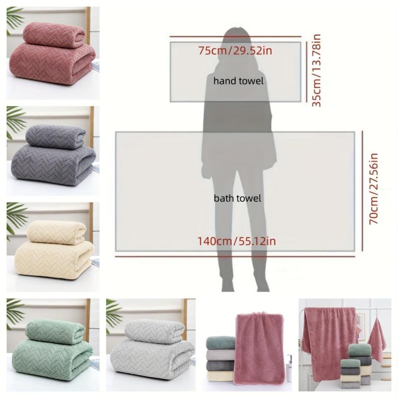 Soft Coral Fleece Towel Set for Bathroom and Home - 2pcs