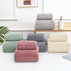 Soft Coral Fleece Towel Set for Bathroom and Home - 2pcs