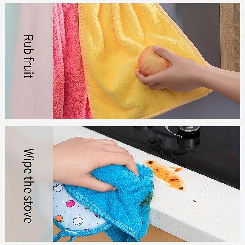 Coral Fleece Absorbent Hanging Towel for Bathroom & Kitchen