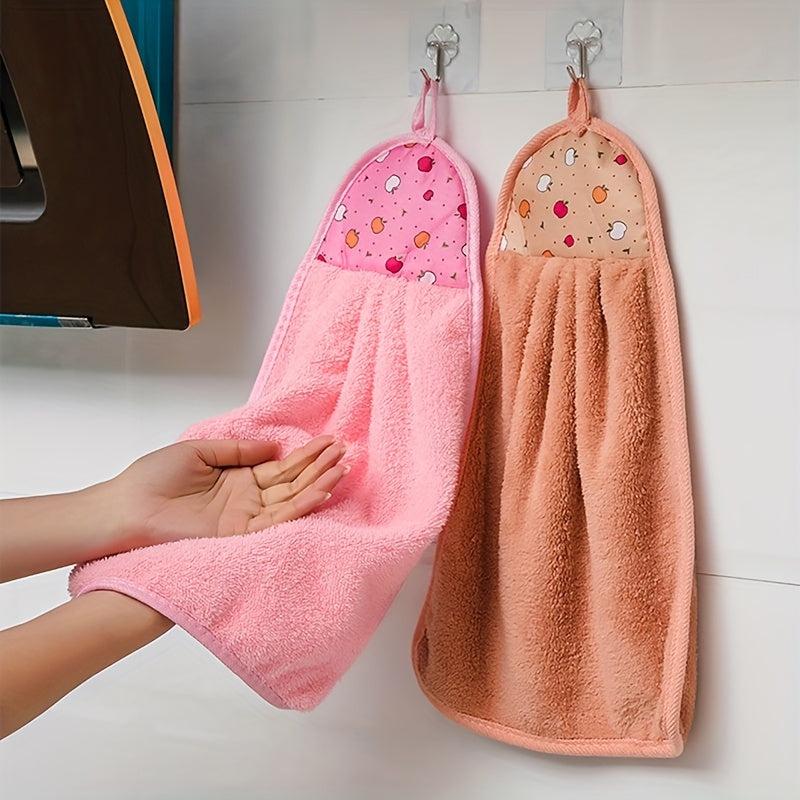 Coral Fleece Absorbent Hanging Towel for Bathroom & Kitchen