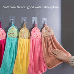 Coral Fleece Absorbent Hanging Towel for Bathroom & Kitchen