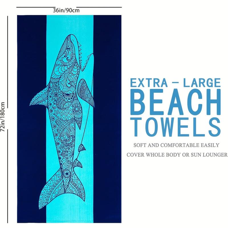 Extra Large Tropical Pattern Beach Towel Soft and Absorbent for Swim Camping
