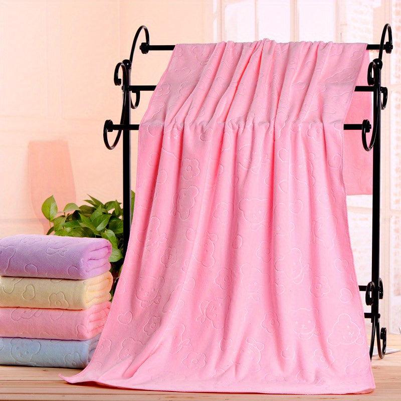 Plain Embossed Soft Bath Towel Quick Dry Absorbent Bath Towel 55 Inch