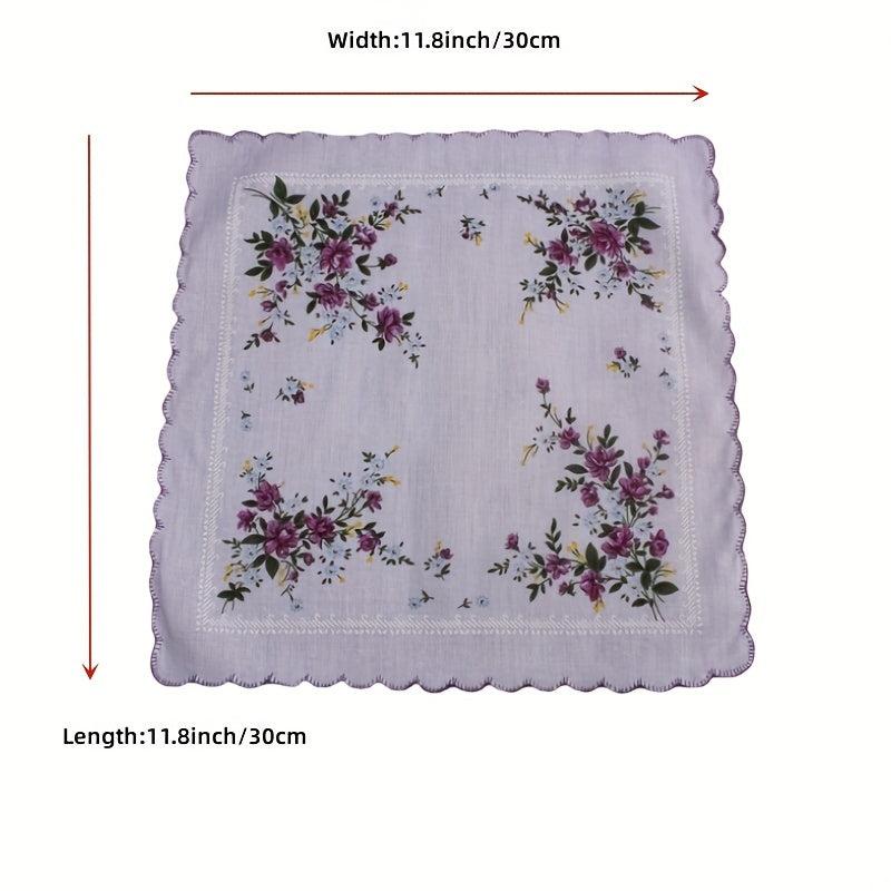 3pcs Retro Square Towel Women's Printed Handkerchief Vintage Flower Cotton Face