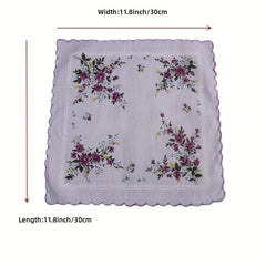3pcs Retro Square Towel Women's Printed Handkerchief Vintage Flower Cotton Face