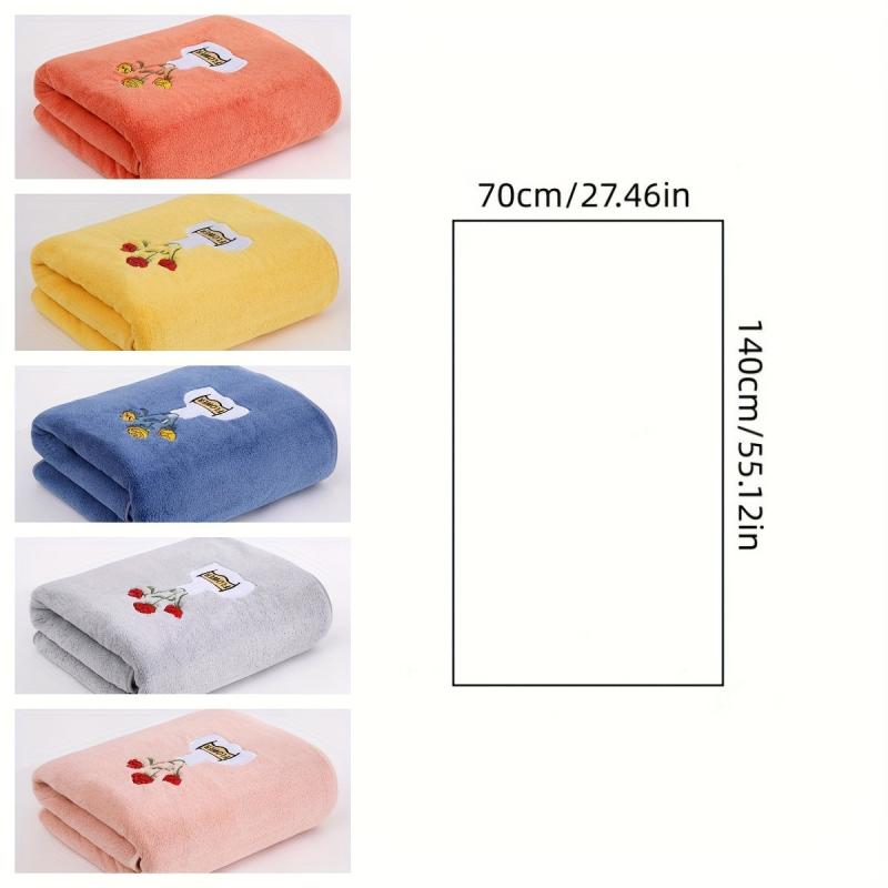 Soft Flower Pattern Bath Towel - Quick Dry & Absorbent - 55x12