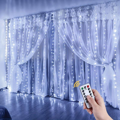 300 LEDs Curtain Fairy Lights USB 8 Lighting Modes for Party Garden Bedroom