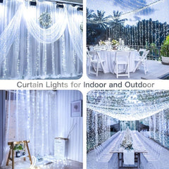 300 LEDs Curtain Fairy Lights USB 8 Lighting Modes for Party Garden Bedroom