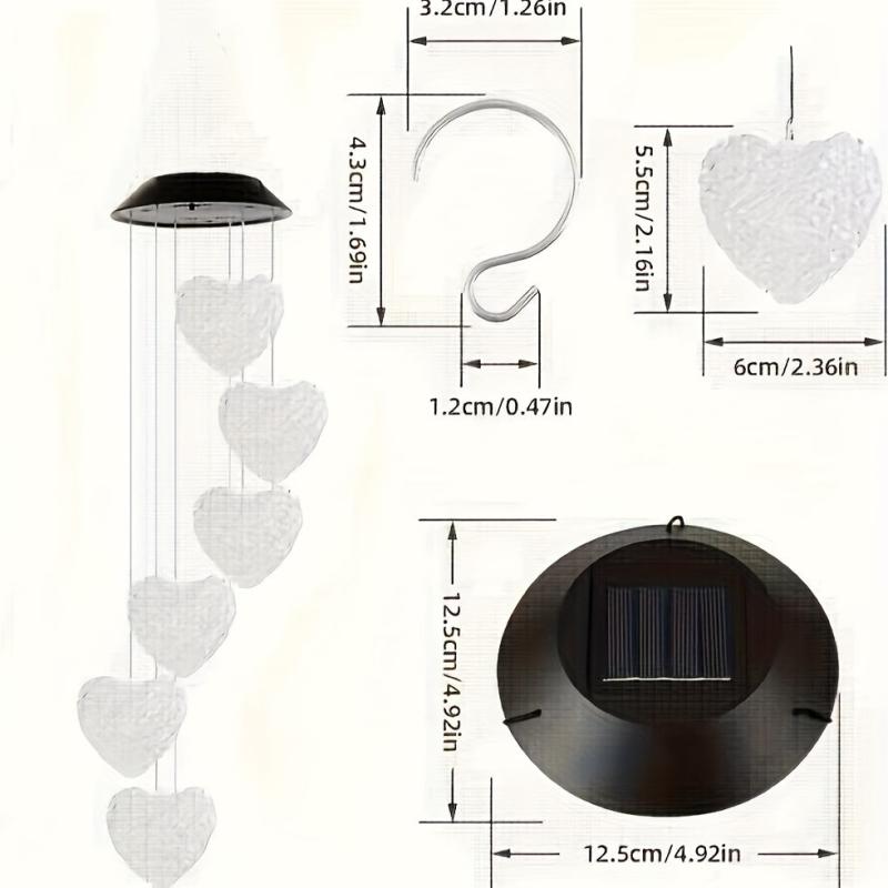 Solar Wind Chime LED Light Hanging Pink Love Light