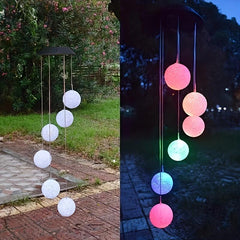 Solar Wind Chime LED Light Hanging Pink Love Light