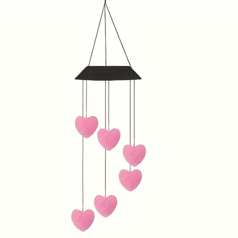 Solar Wind Chime LED Light Hanging Pink Love Light